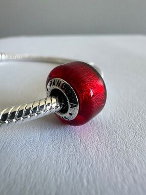 New Authentic Pandora Mini Murano Charm RED